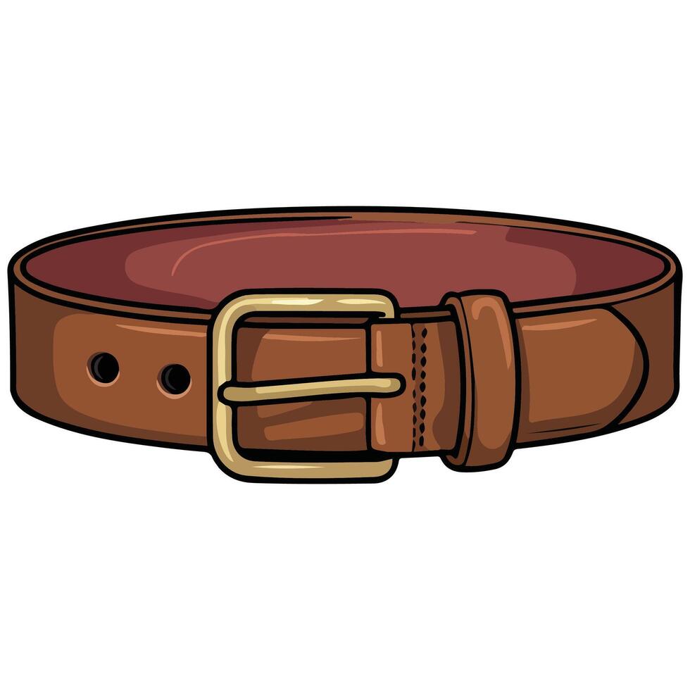 Brown belt with buckles isolated illustration on white background vector