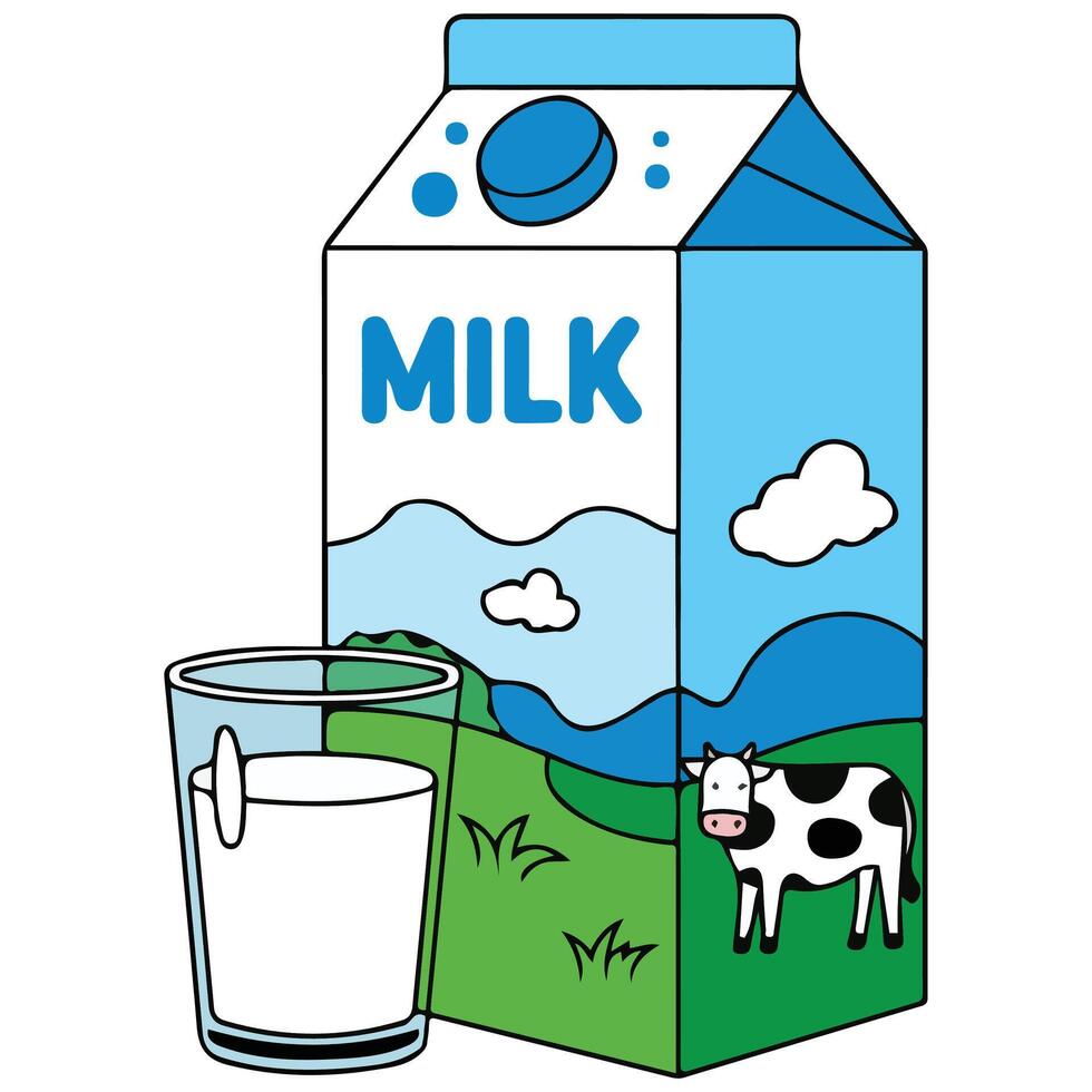 Milk carton with cup isolated illustration on white background vector