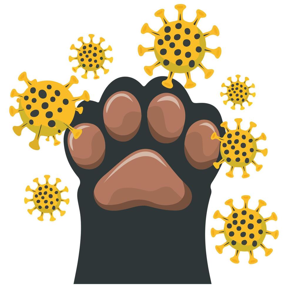 cat paw print bacteria pattern isolated illustration on white background vector