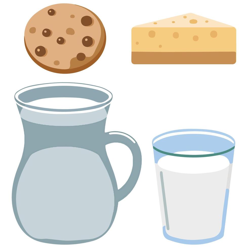 Fresh dairy products set with cheese butter and ice cream isolated illustration on white background vector