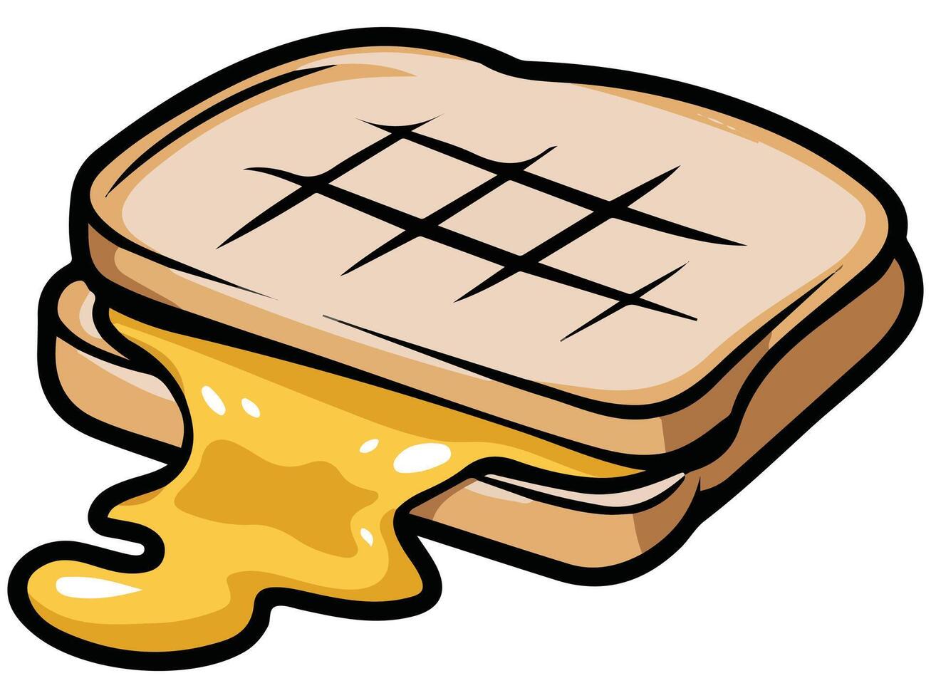 crispy bread with melted cheese filling isolated illustration on white background vector