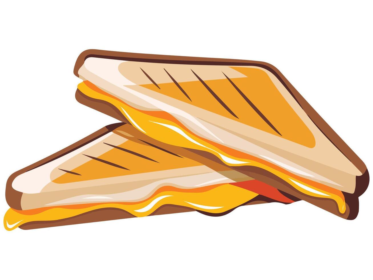 toasty bread with gooey cheese pull isolated illustration on white background vector