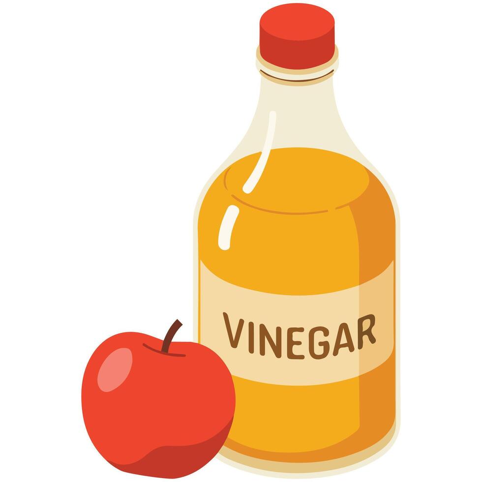 Red apple with vinegar isolated illustration on white background vector