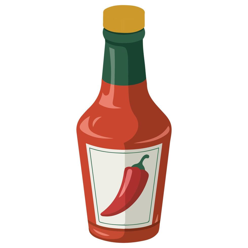 Red hot sauce container isolated illustration on white background vector