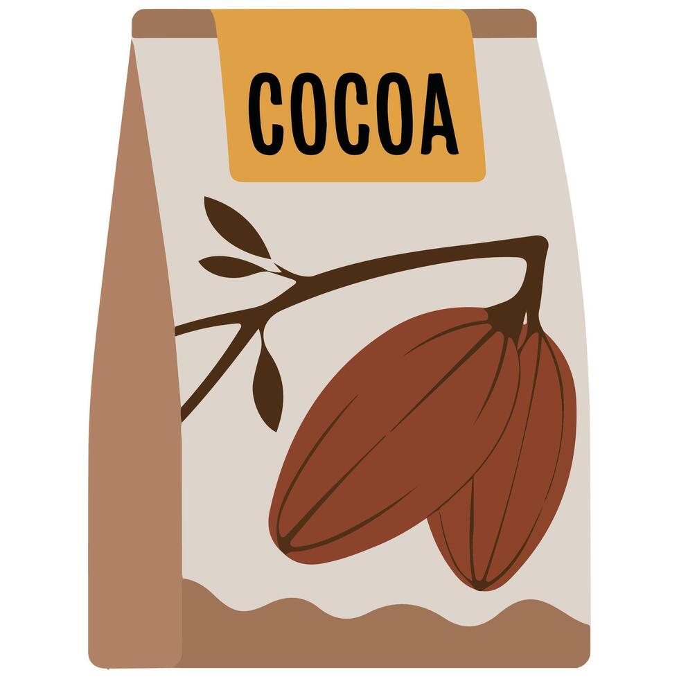 paper bag filled with cocoa powder isolated illustration on white background vector
