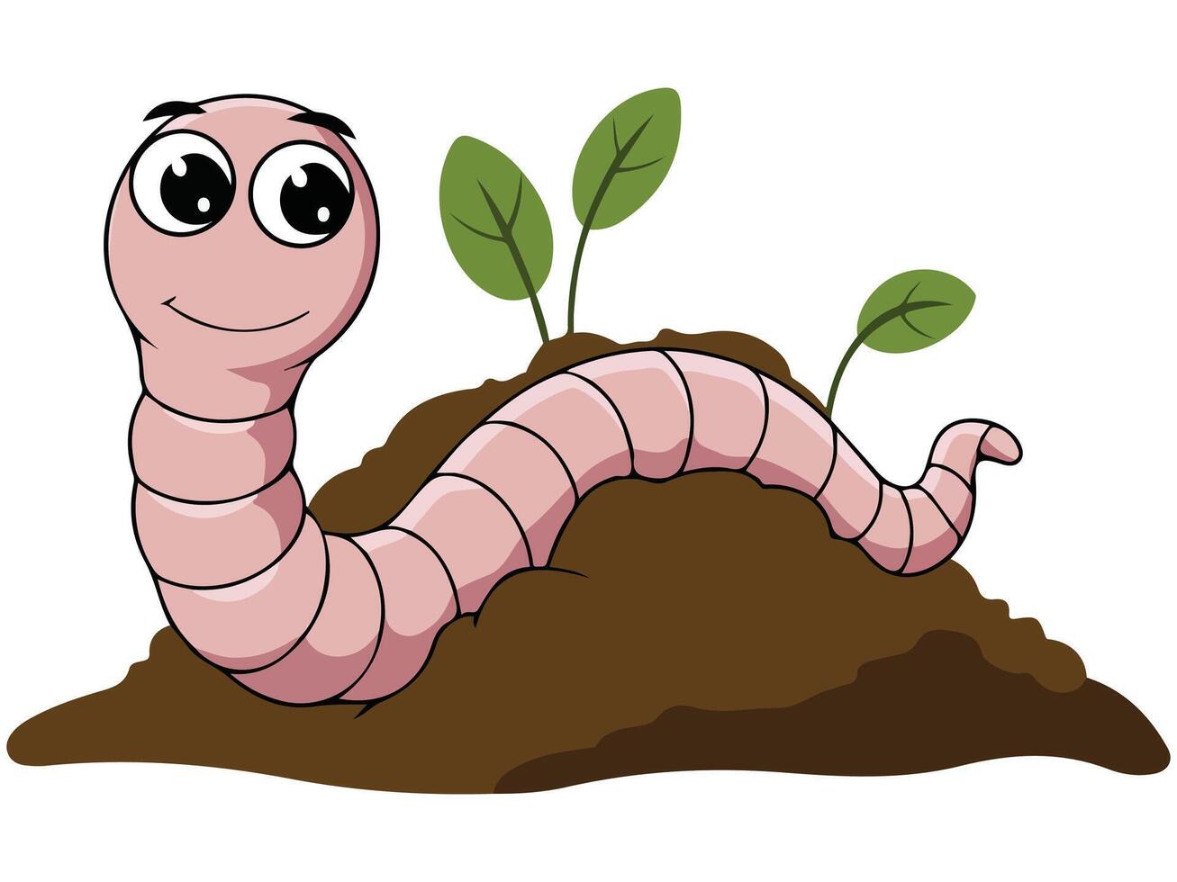cute earthworm composting mascot cartoon isolated illustration on white background vector