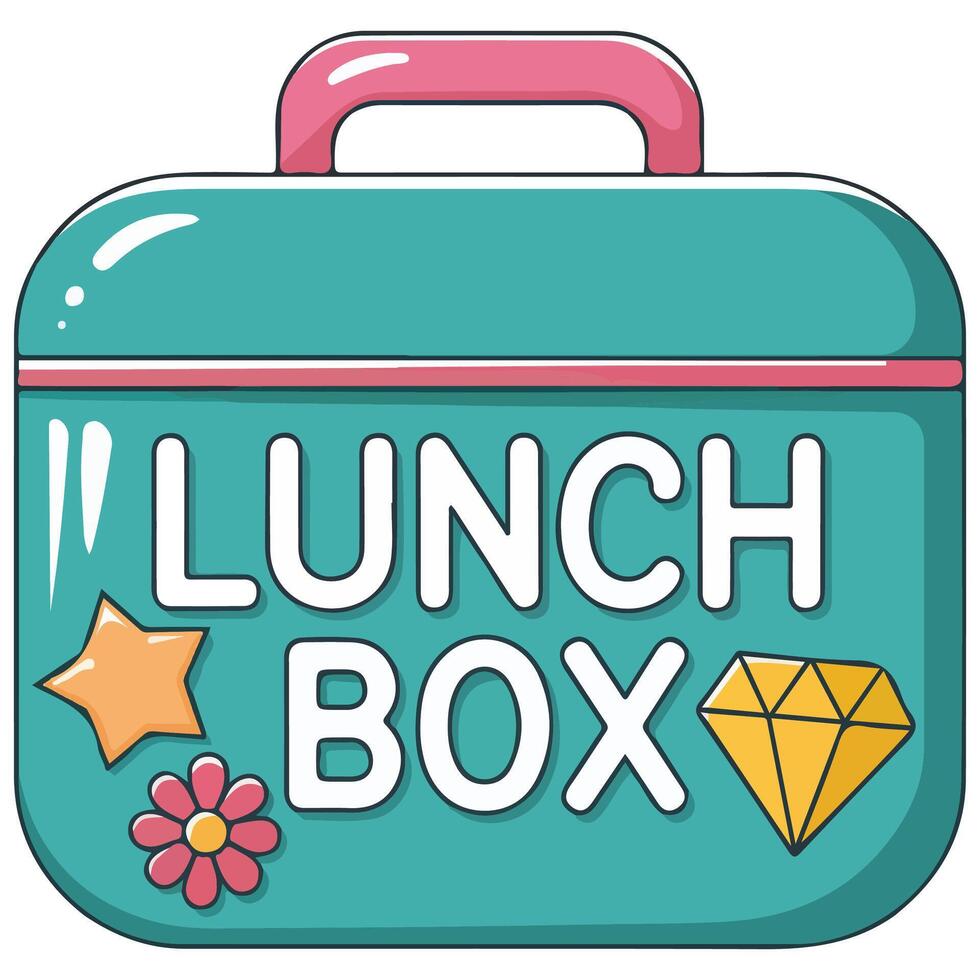 Kids lunch box with snacks isolated illustration on white background vector