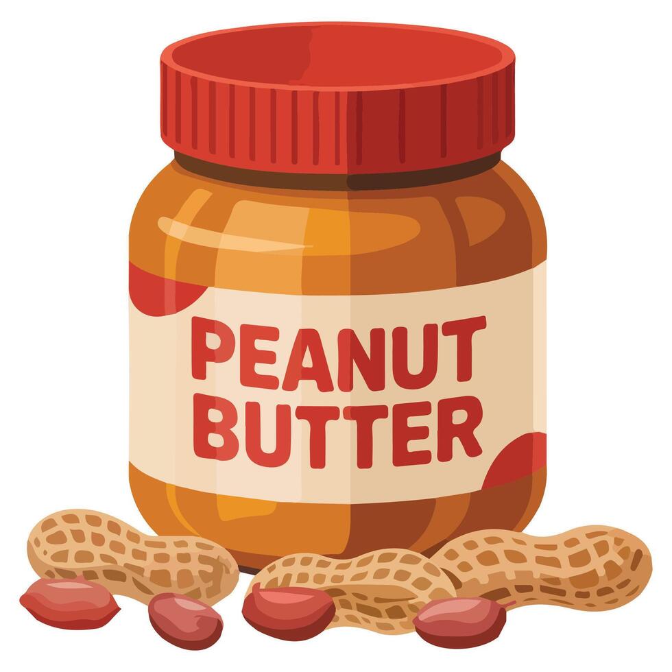 Peanut butter breakfast jar isolated illustration on white background vector