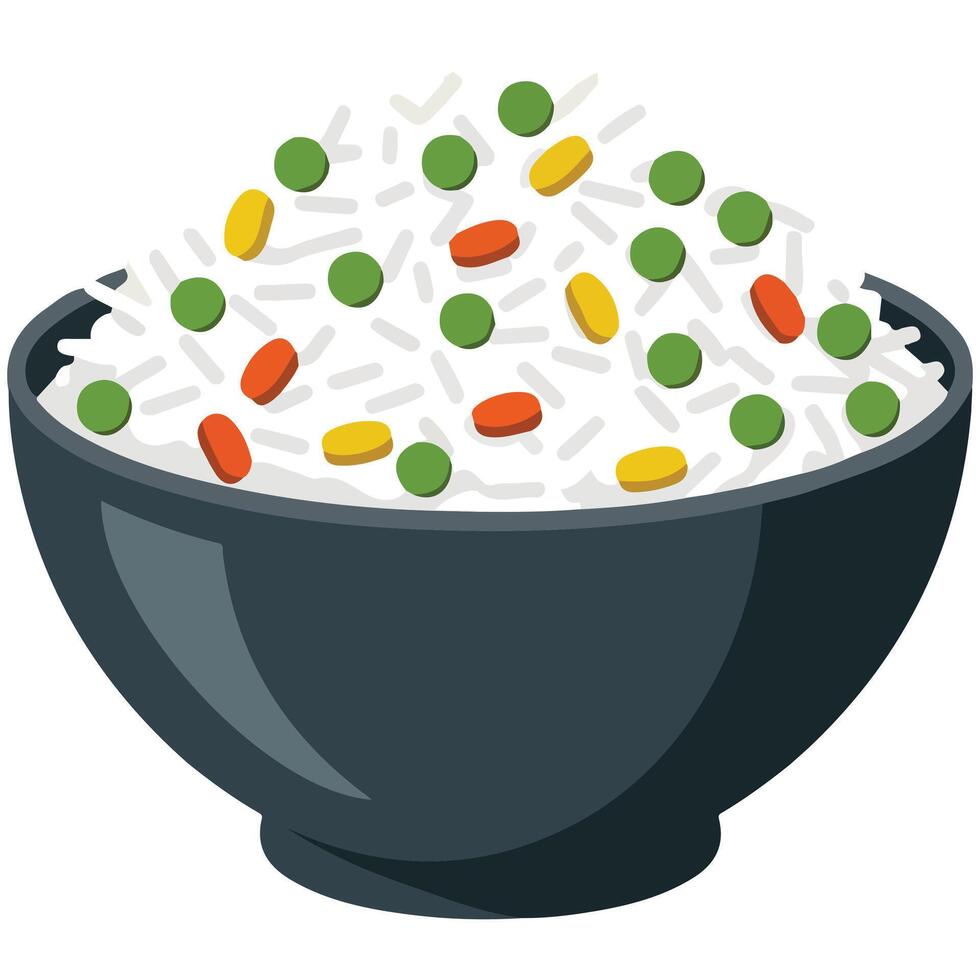 rice vegetables bowl healthy meal isolated illustration on white background vector
