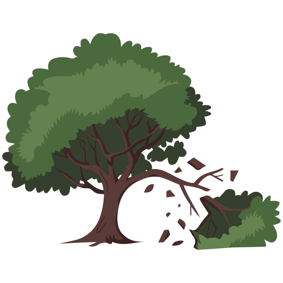 large tree leaves nature green isolated illustration on white background vector