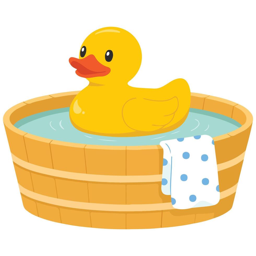 Bath toy rubber duck isolated illustration on white background vector