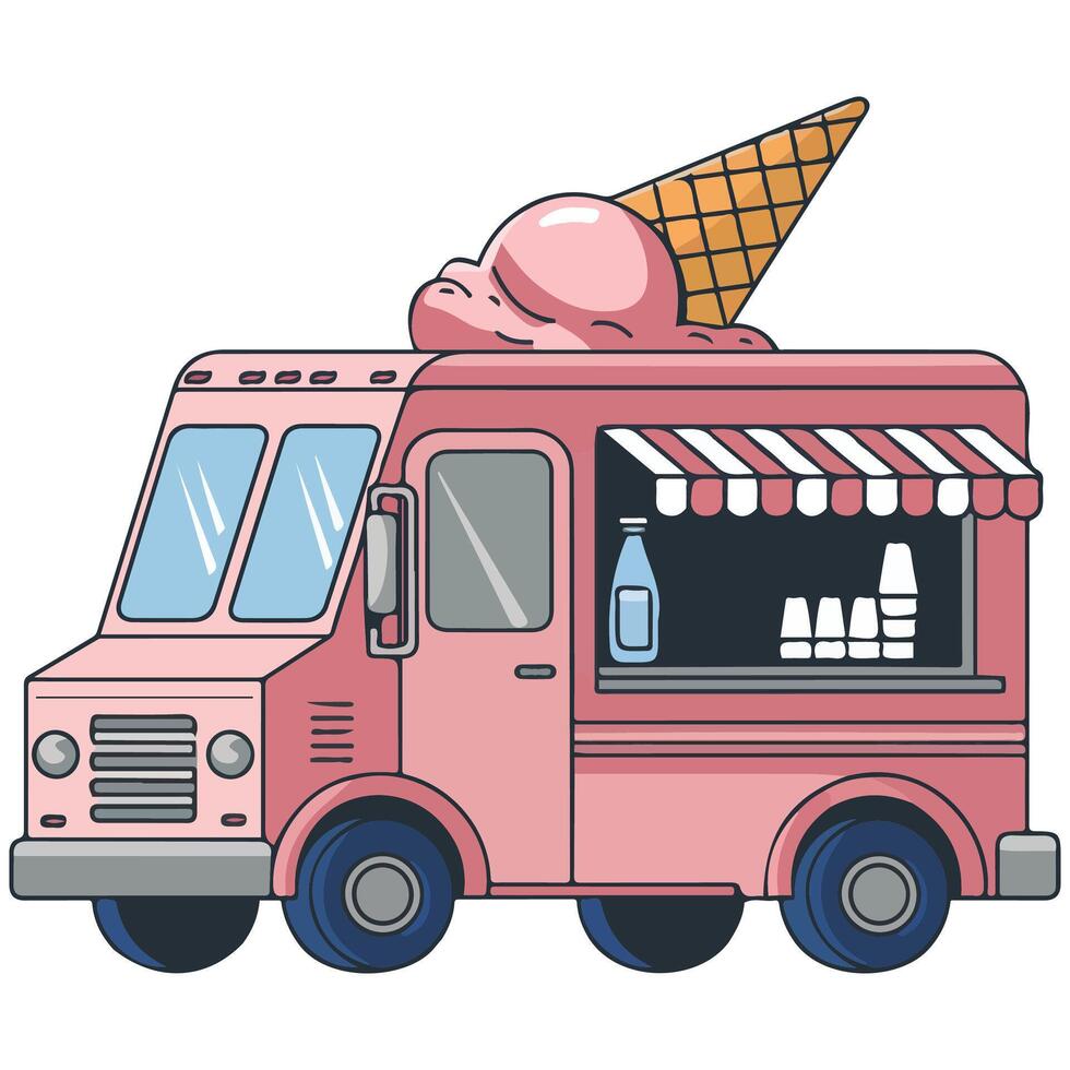 food truck mobile restaurant business isolated illustration on white background vector