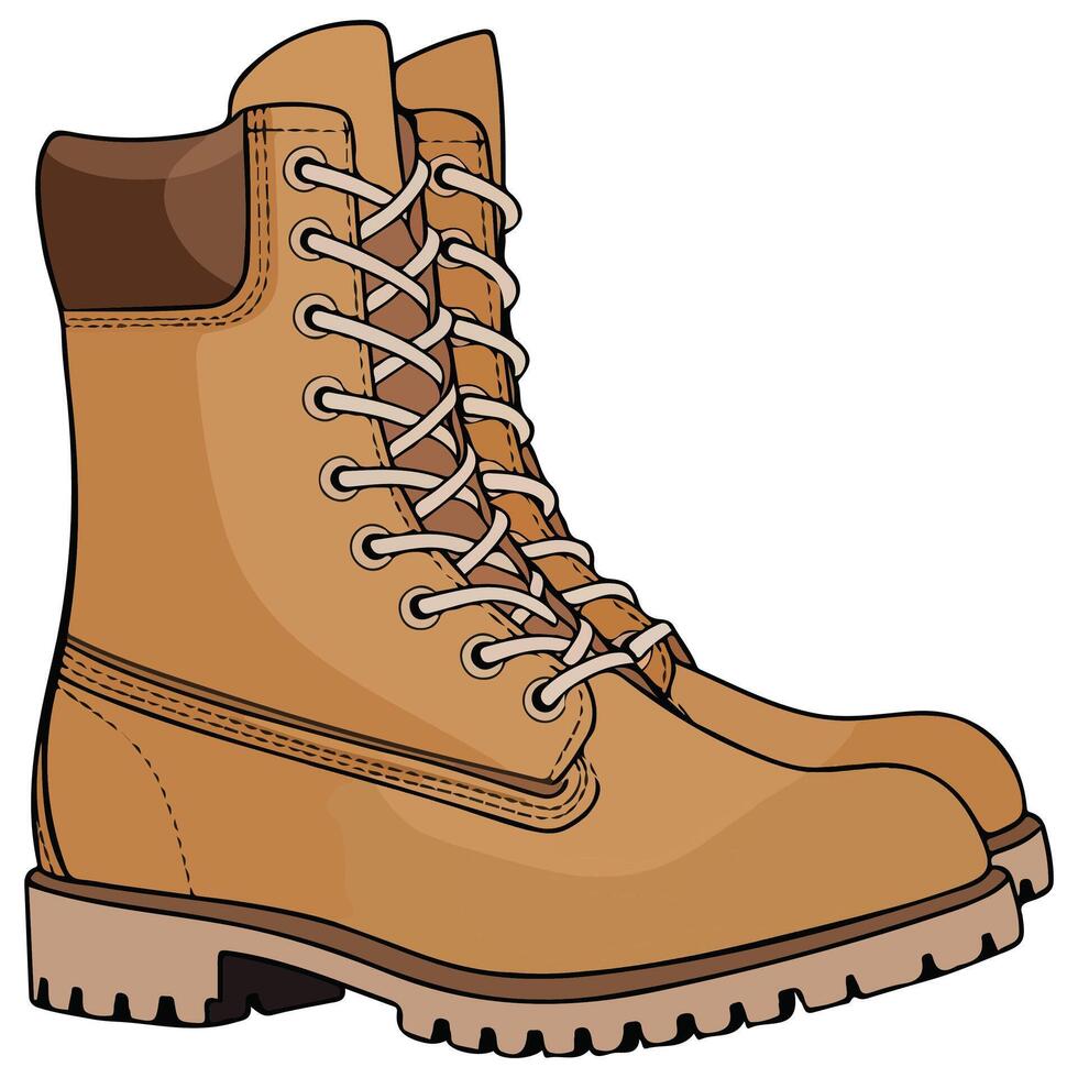 army boots military footwear isolated illustration on white background vector