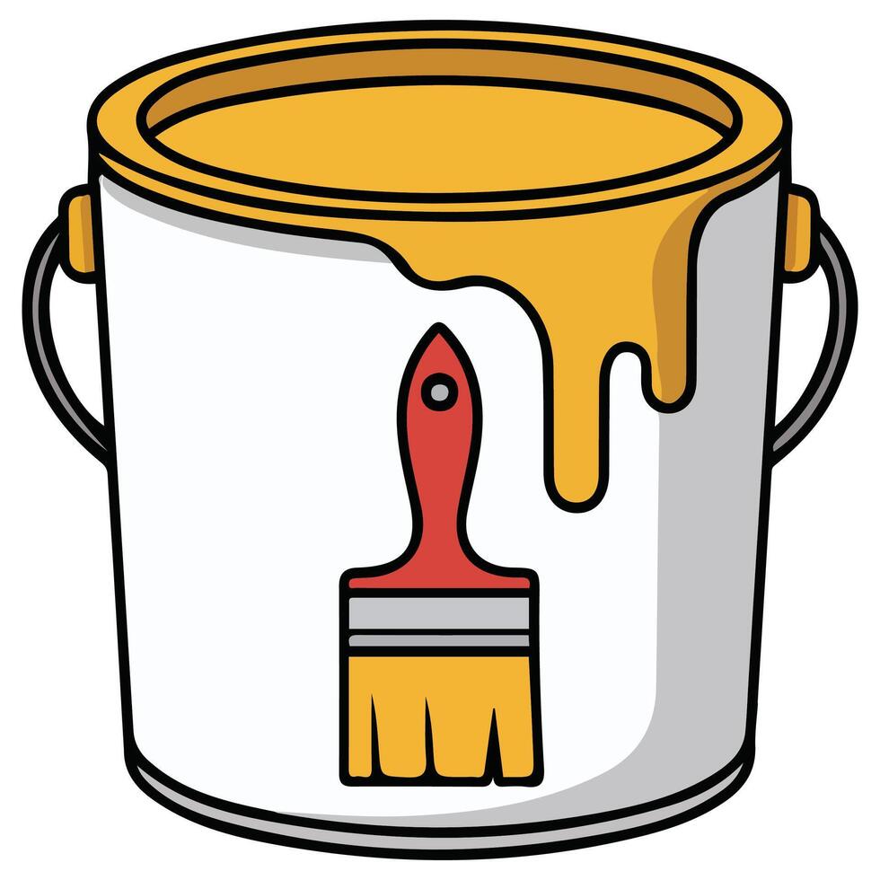 Paint bucket brush isolated illustration on white background vector