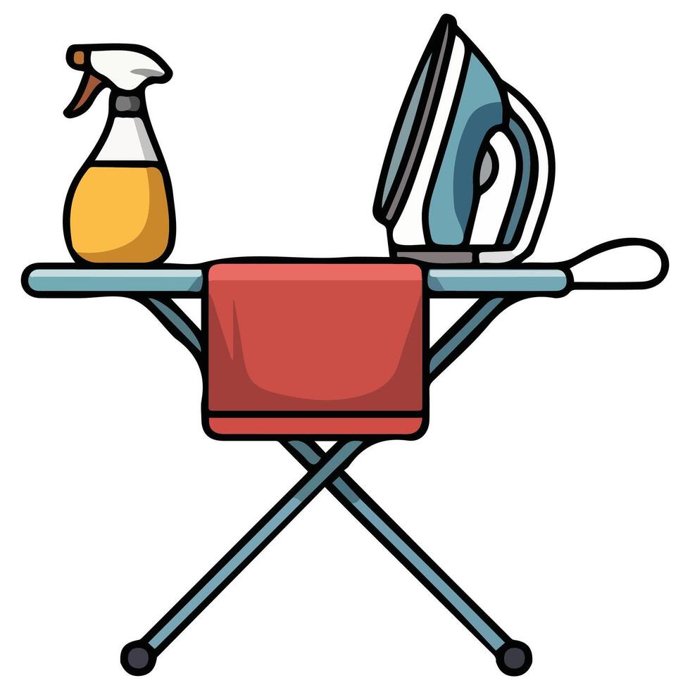 Ironing board with iron isolated illustration on white background vector