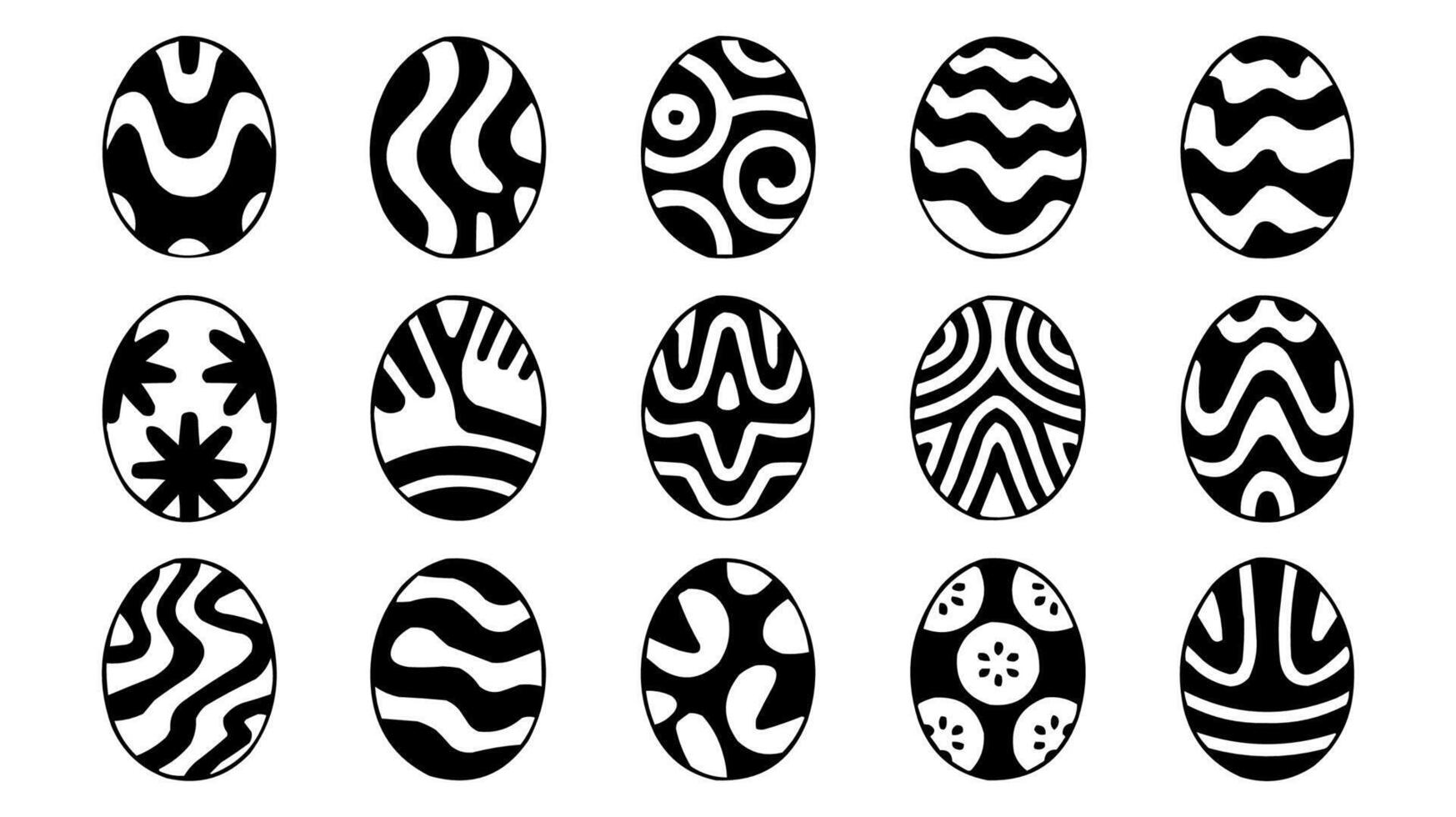 a set of black and white oval shapes with different designs vector