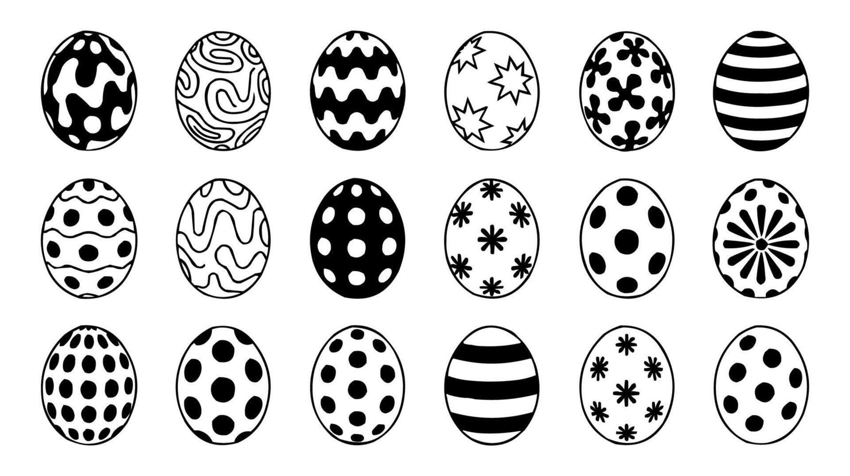 easter eggs artwork illustration set of black and white eggs vector