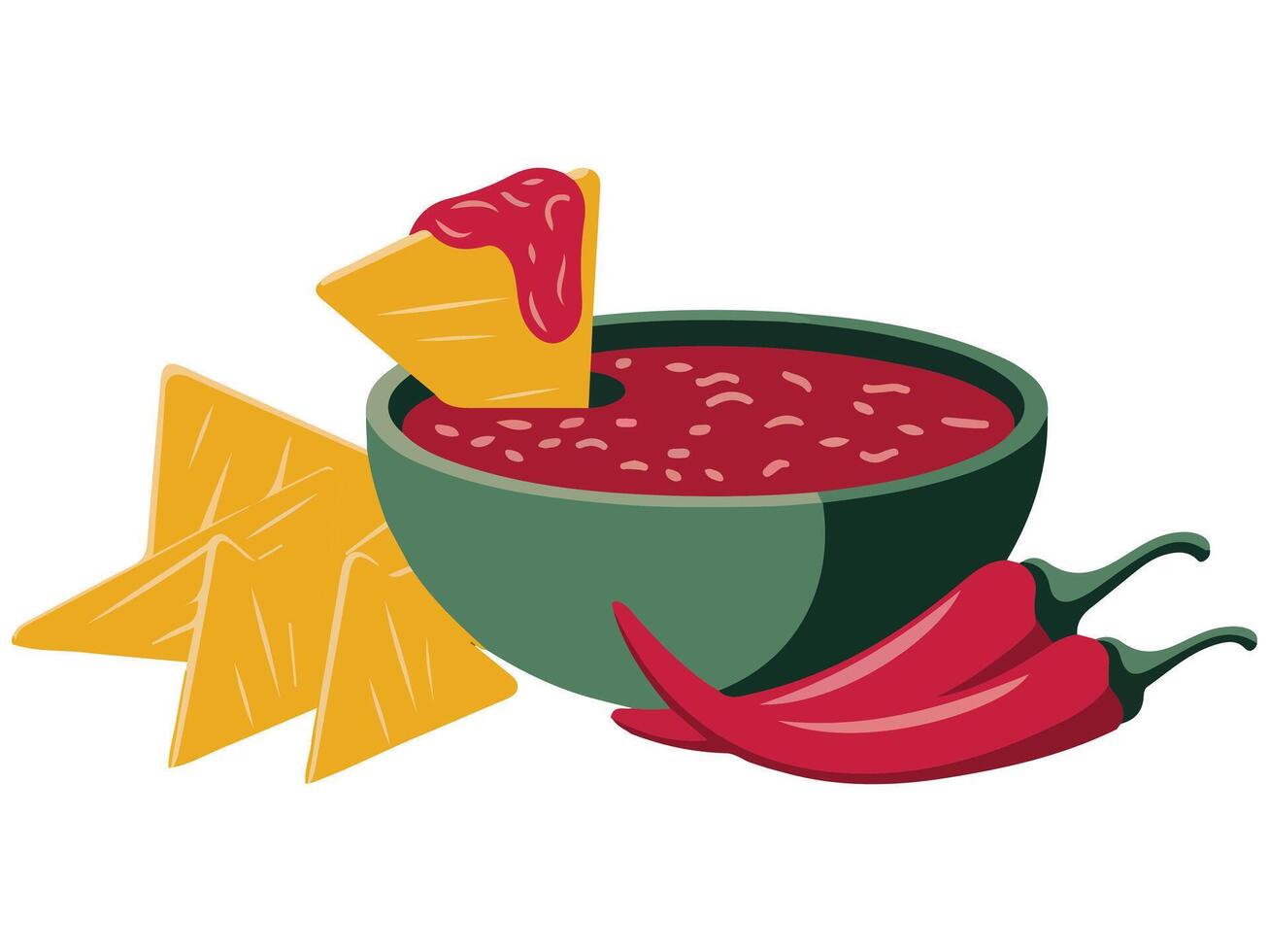 mexican nachos spicy chips sauce isolated illustration on white background vector