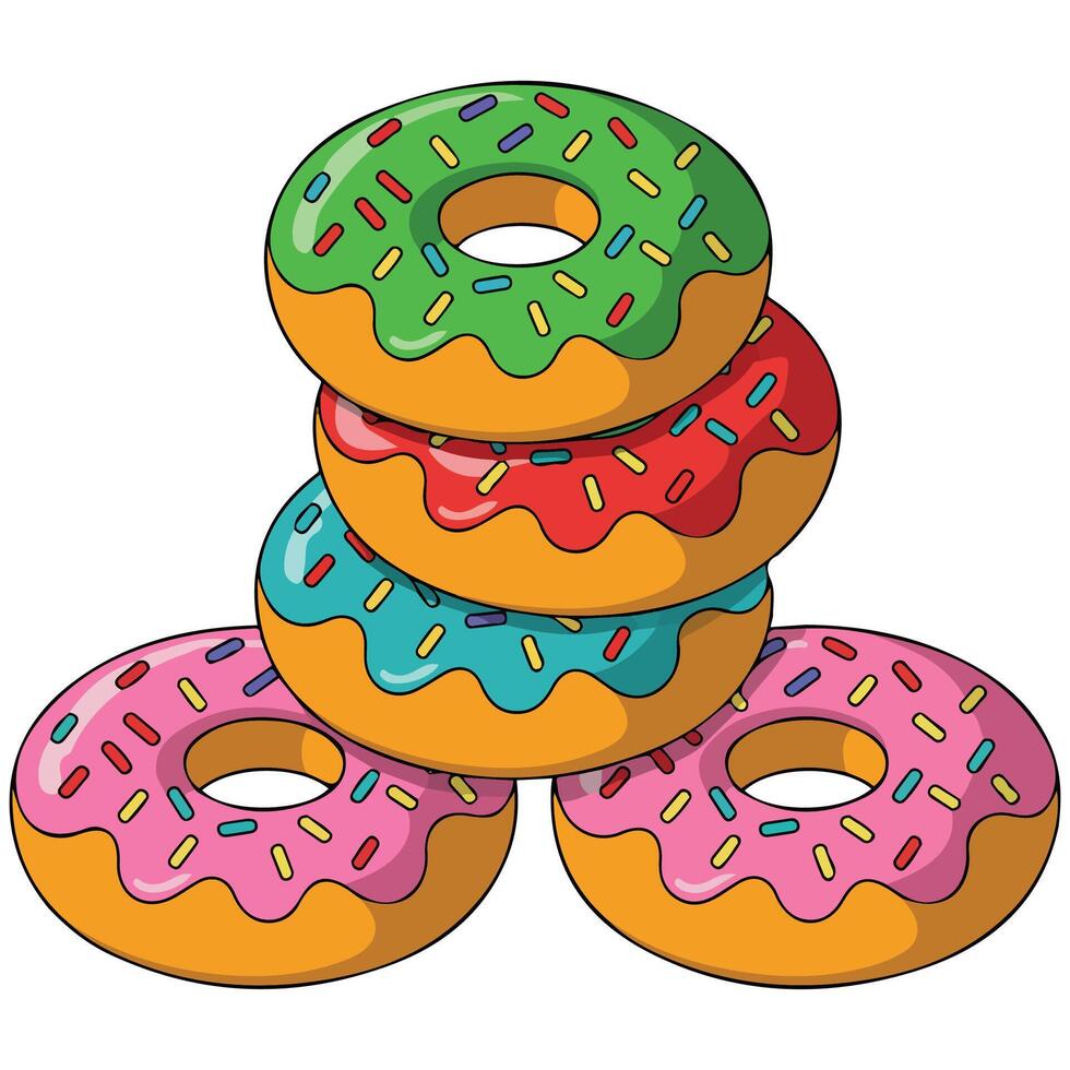 Sweet donuts in box isolated illustration on white background vector