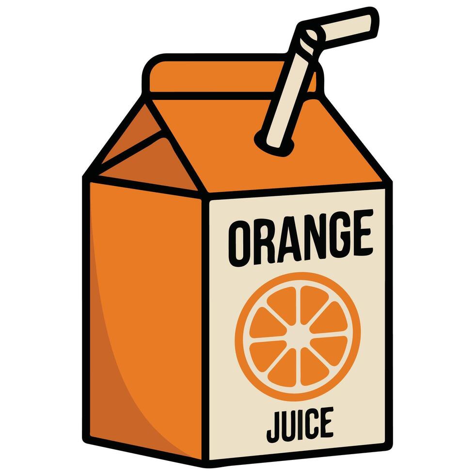 Orange juice box with fresh fruit isolated illustration on white background vector