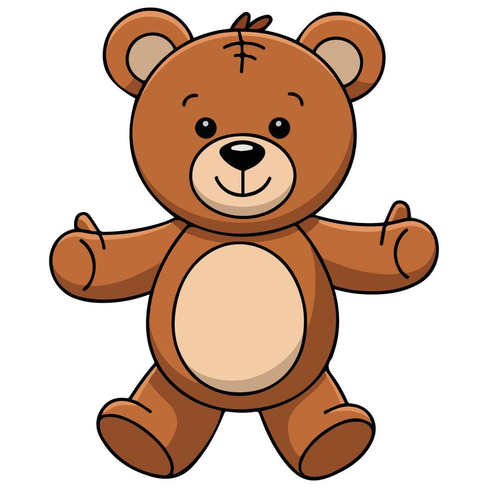 Teddy bear soft toy line icon isolated illustration on white background vector