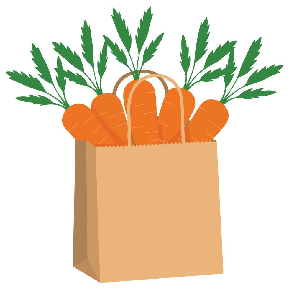 Carrots in reusable bag isolated illustration on white background vector