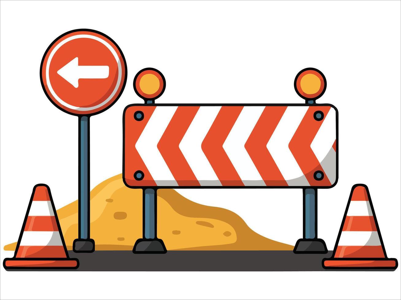 Construction site signs collection isolated illustration on white background vector