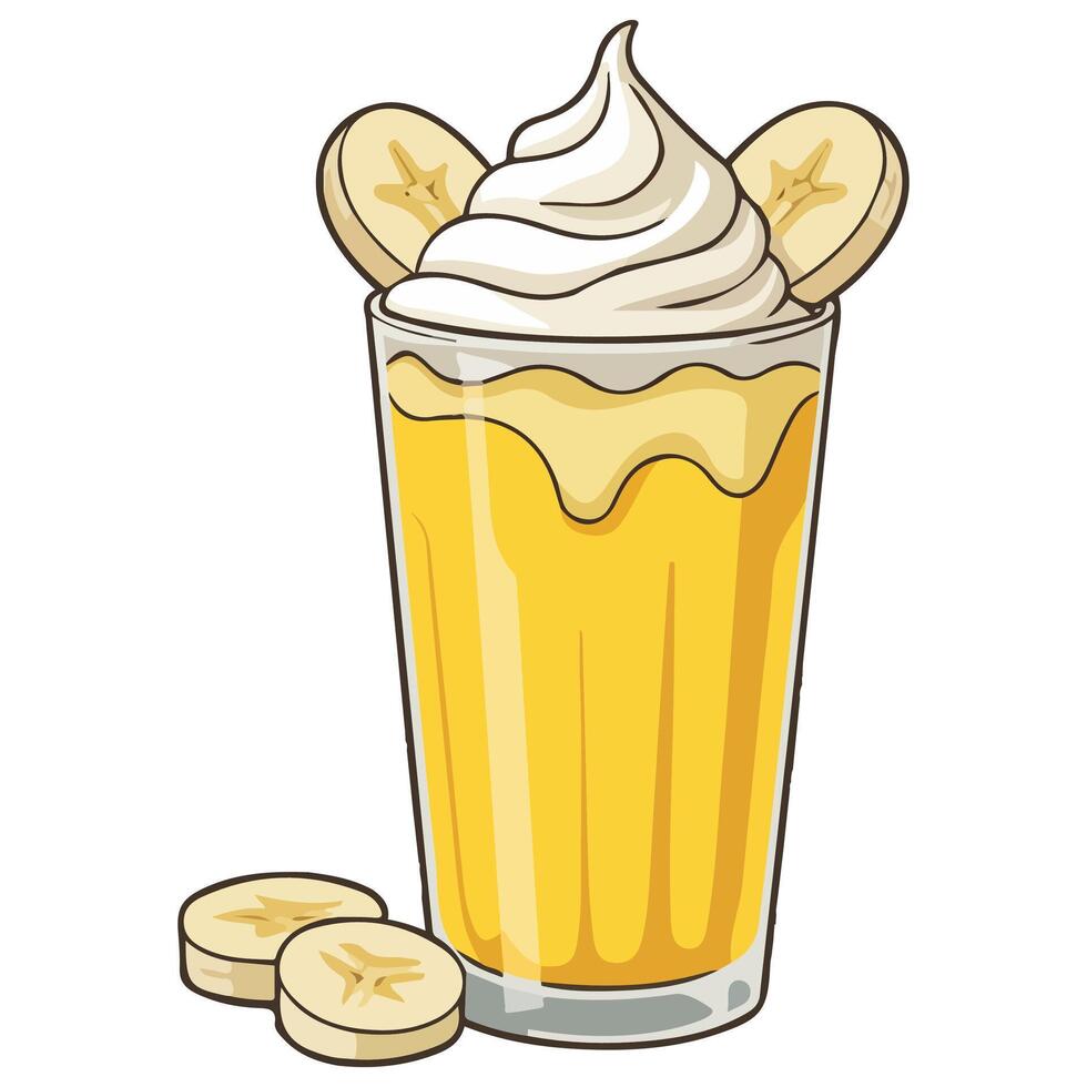 Banana pudding in glass dessert isolated illustration on white background vector
