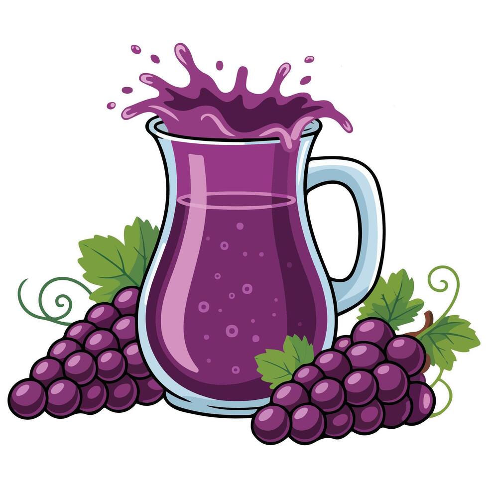 Grapes jar with fruit isolated illustration on white background vector