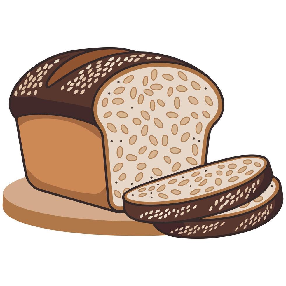 whole wheat sliced bread healthy isolated illustration on white background vector