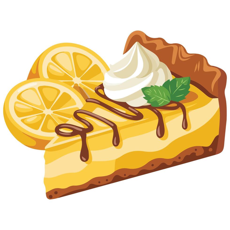 Delicious lemon pie dessert isolated illustration on white background vector