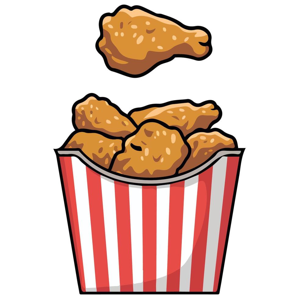 fried chicken crispy golden meal isolated illustration on white background vector