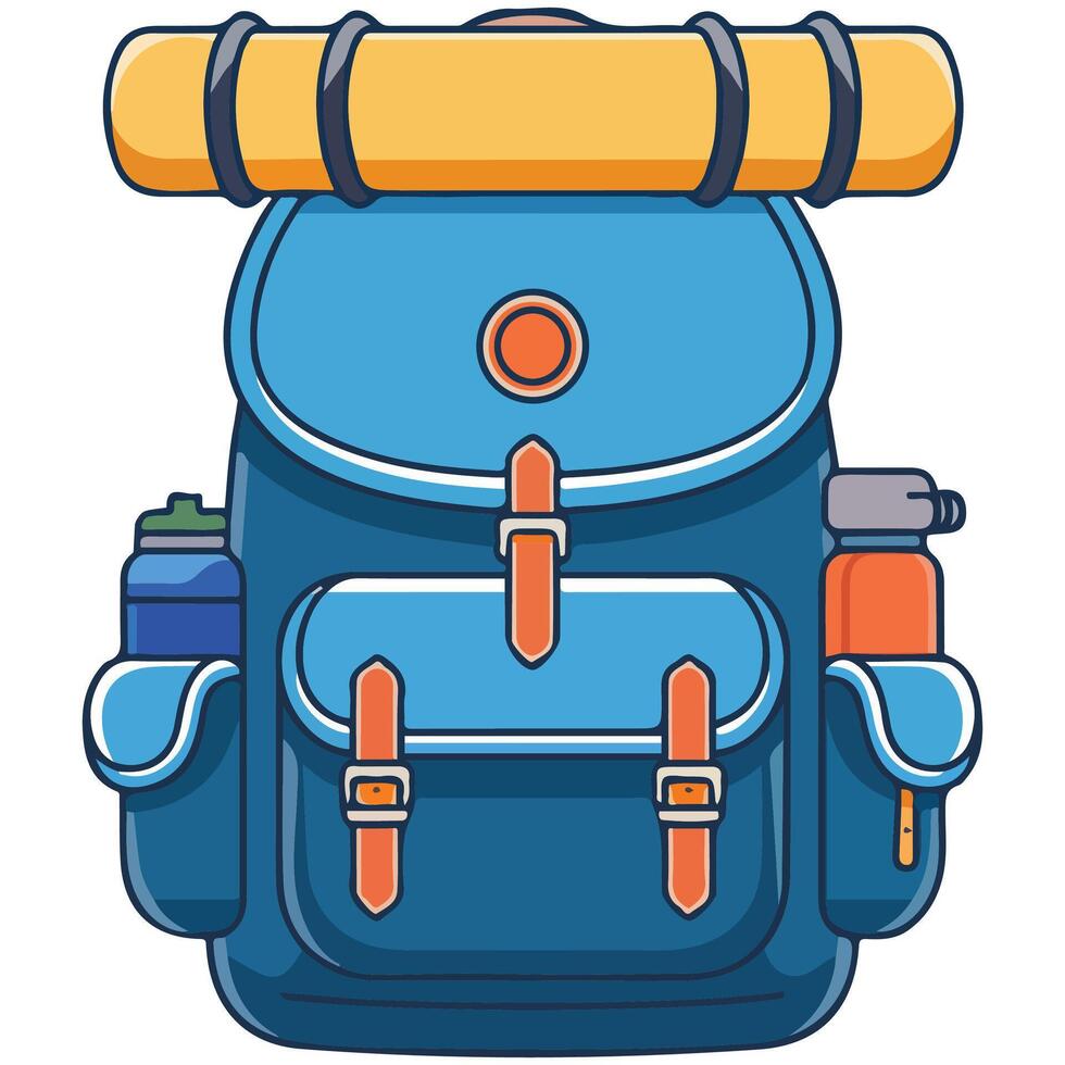 traveler backpack hiking adventure journey isolated illustration on white background vector