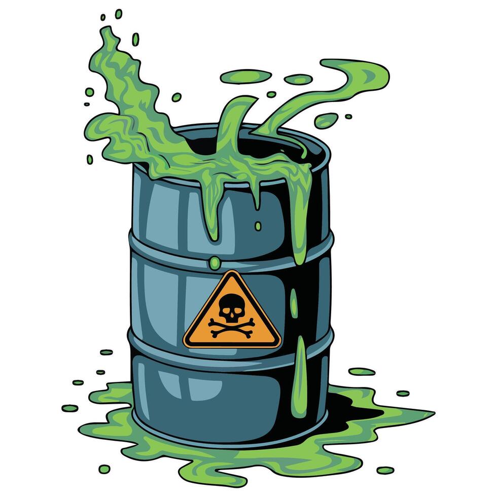Radioactive waste barrel hazard isolated illustration on white background vector