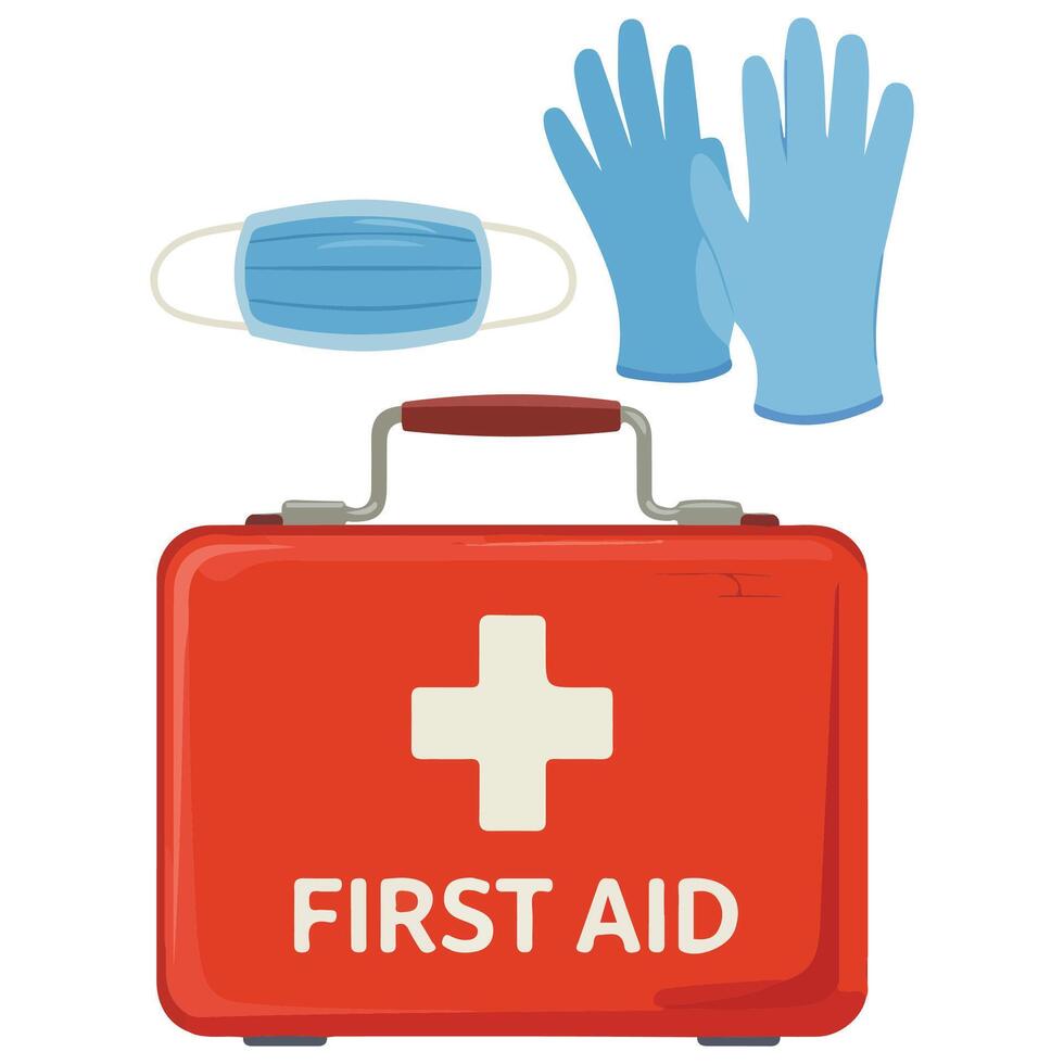 First aid kit medical set isolated illustration on white background vector