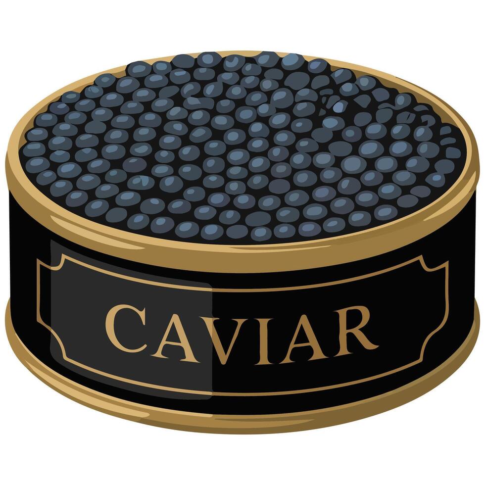 Tin can with black caviar isolated illustration on white background vector