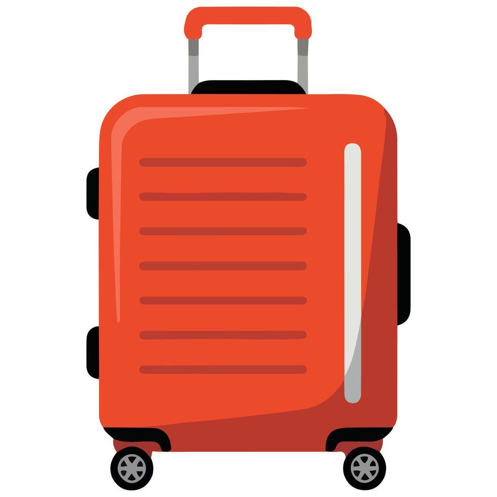 Red modern suitcase travel isolated illustration on white background vector