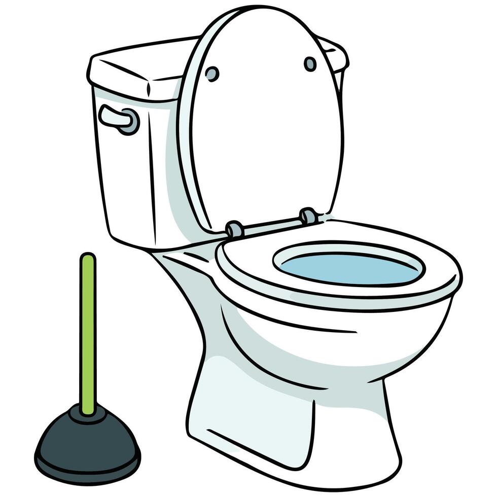 Toilet plunger and flush art isolated on white background vector