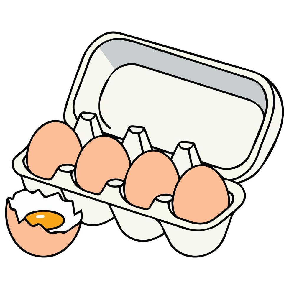 egg cardboard box farm fresh isolated illustration on white background vector