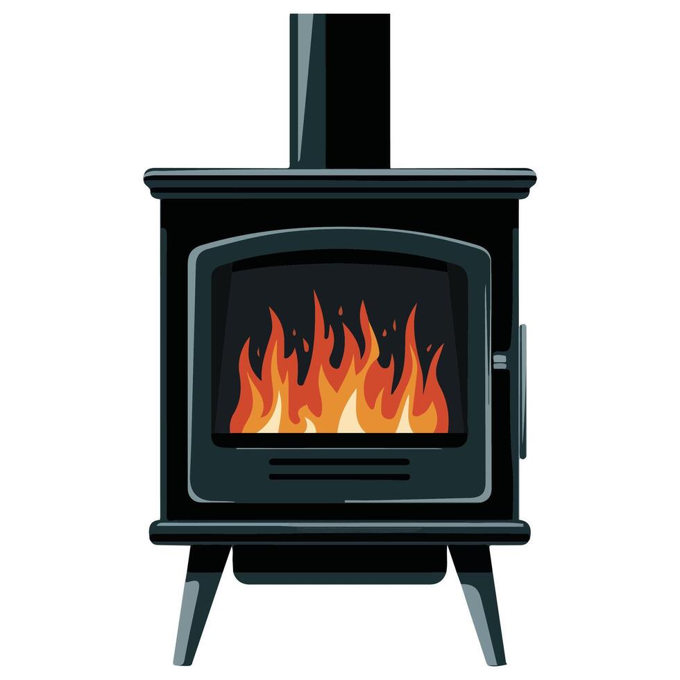 Wood burning potbelly stove isolated illustration on white background vector