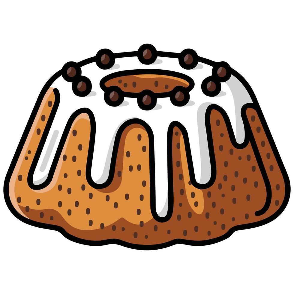 glazed hazelnut bun bakery sweet isolated illustration on white background vector