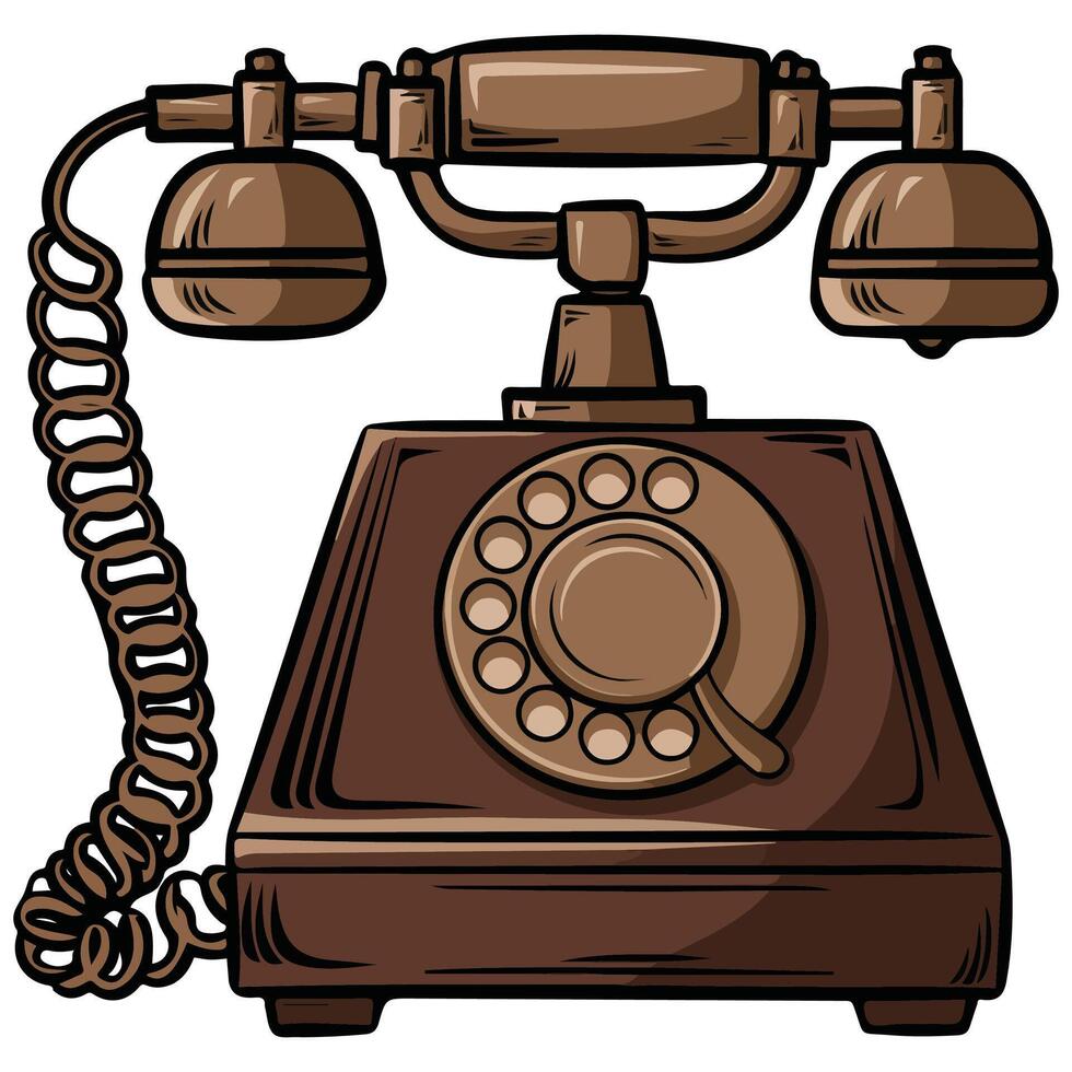 retro phone vintage communication device isolated illustration on white background vector