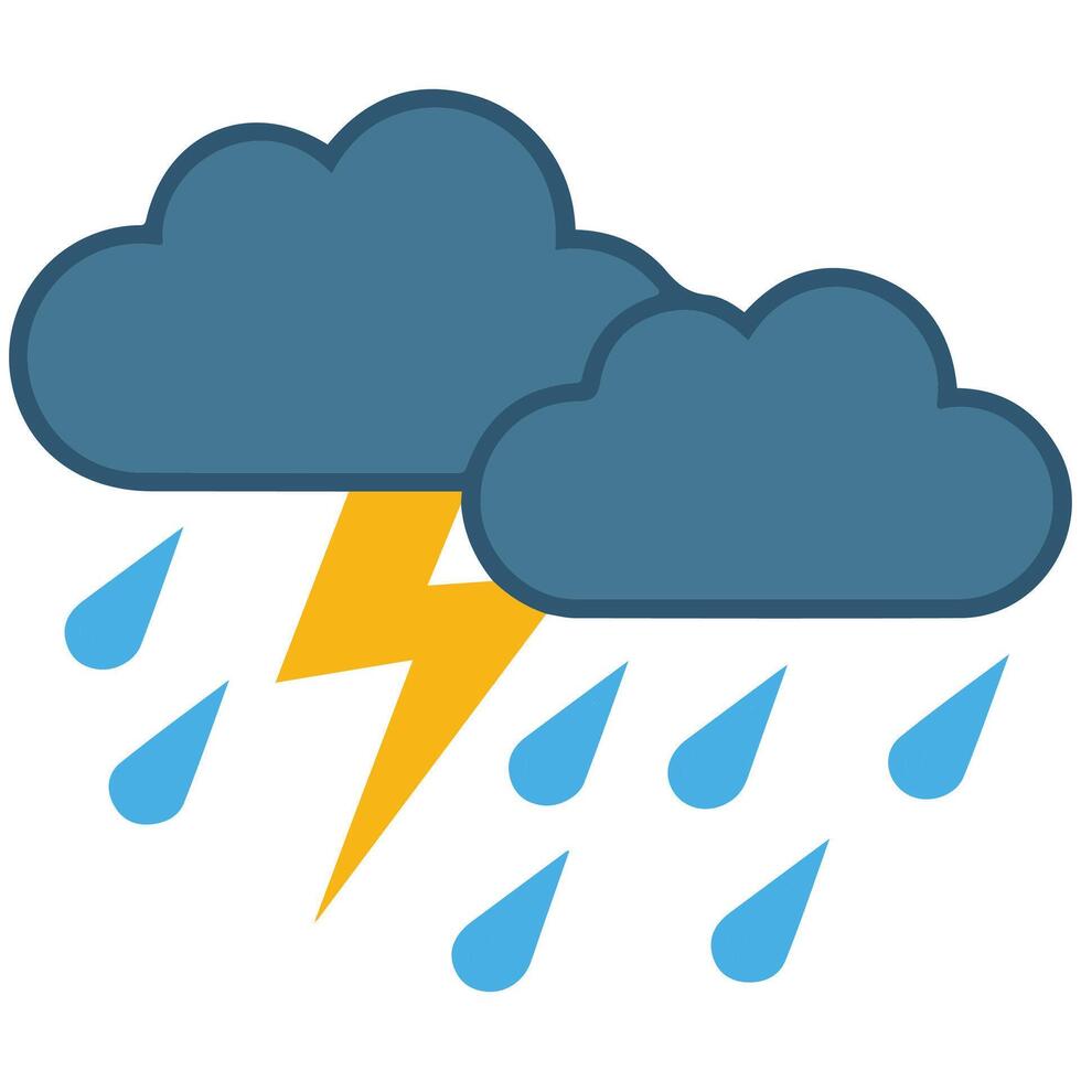 Rain storm with clouds isolated illustration on white background vector