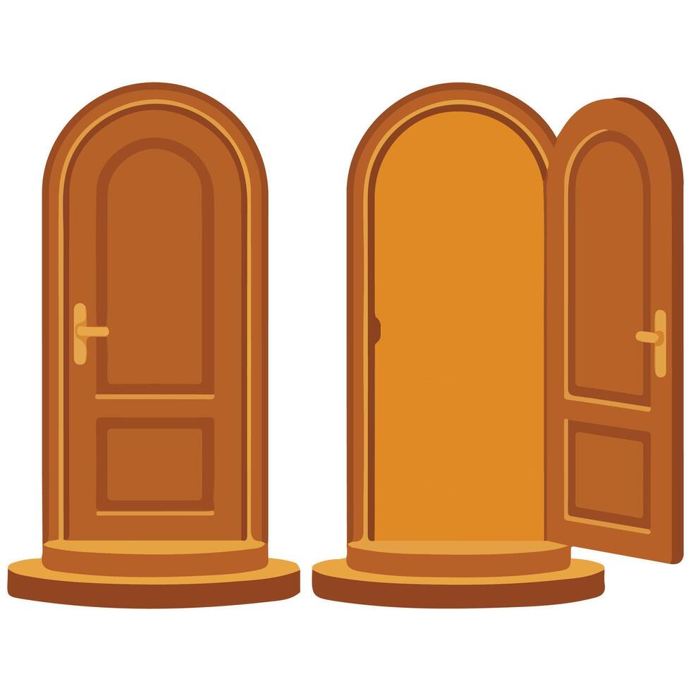 Open close door house isolated illustration on white background vector