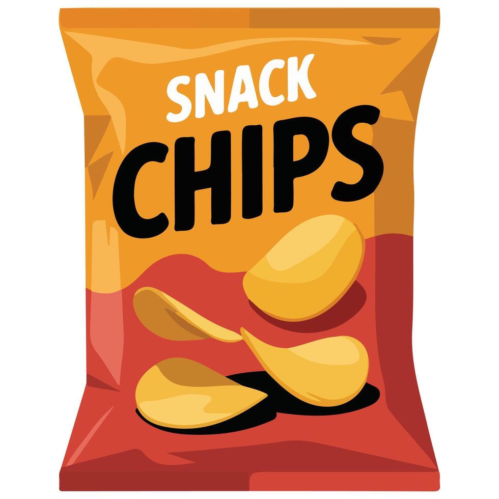 Snack chips bag packaging isolated illustration on white background vector