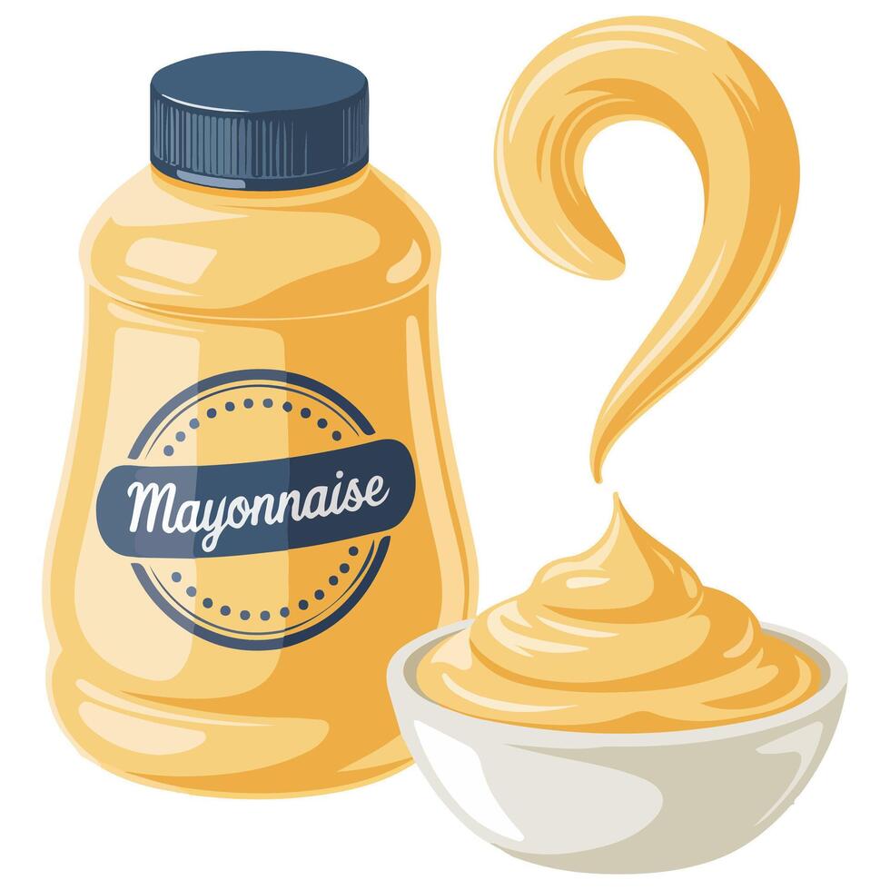 Mayonnaise in bowl isolated illustration on white background vector