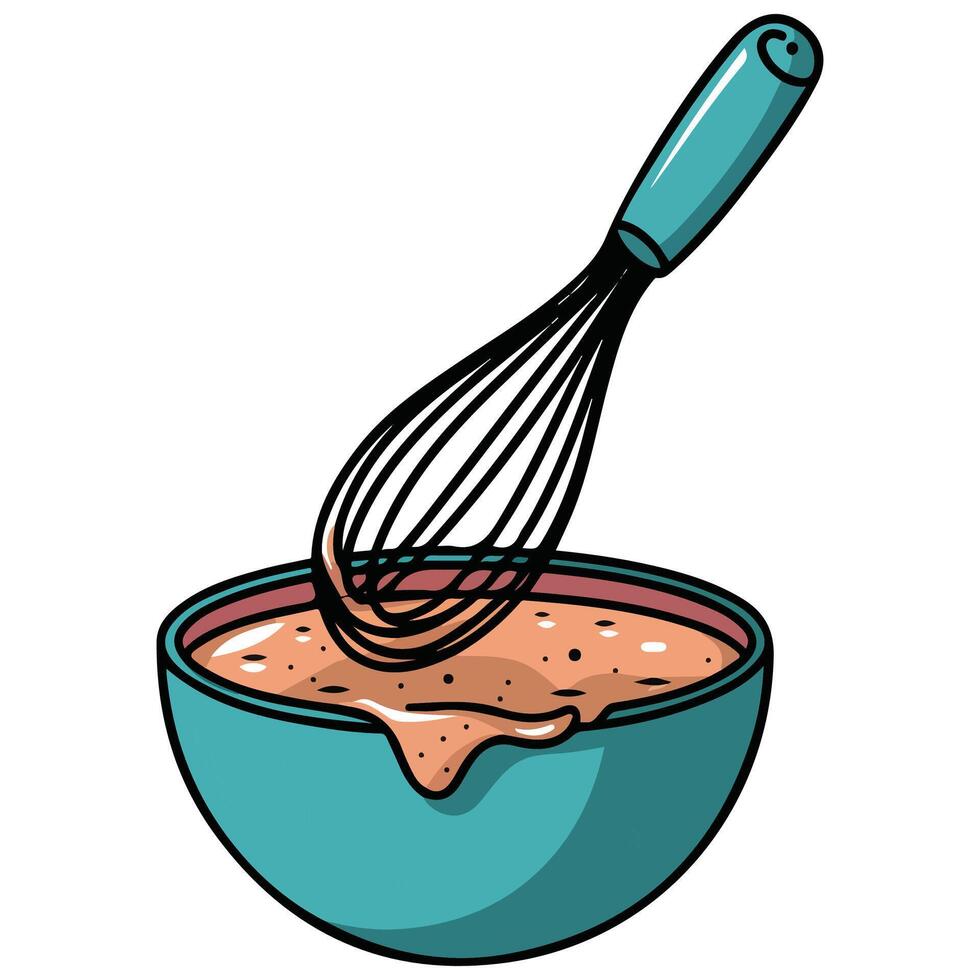 beater whisk sticky flour dough isolated illustration on white background vector