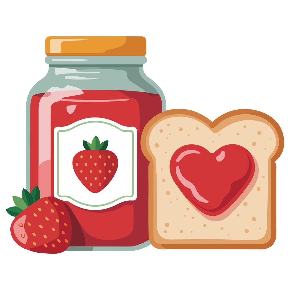 Breakfast toast with jam isolated illustration on white background vector