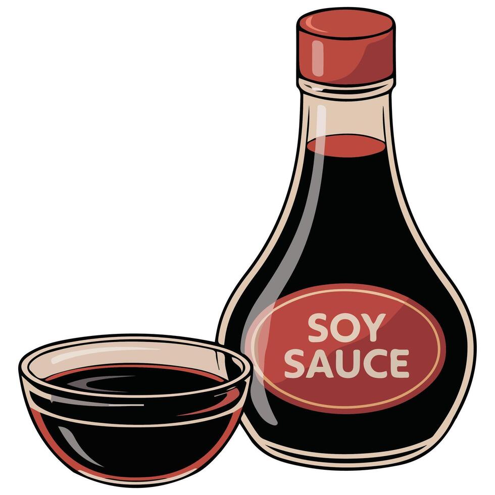 Asian soy sauce for sushi isolated illustration on white background vector
