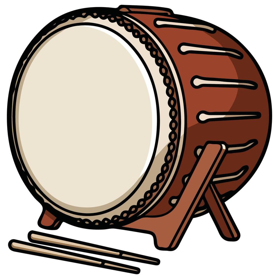 taiko drum asian culture performance isolated illustration on white background vector